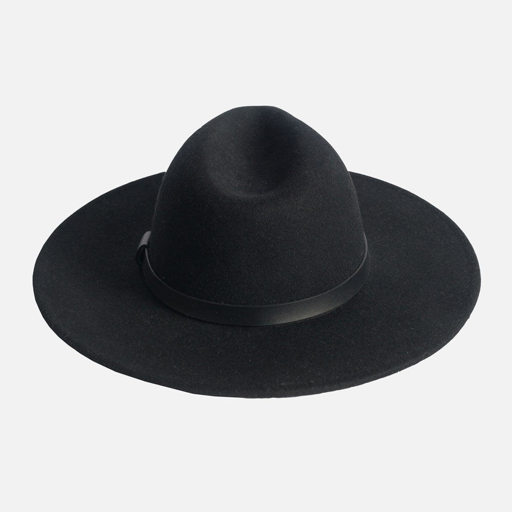black wide brim fedora hat