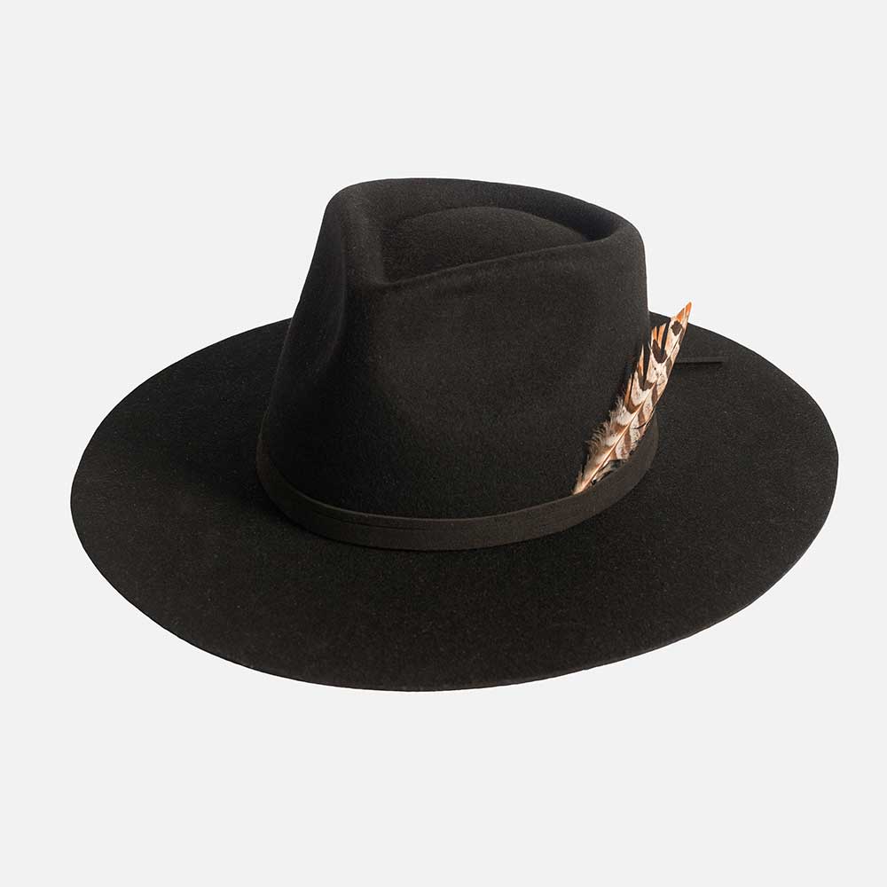 black wide brim hat